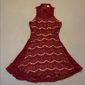 Burgundy/Wine Red Lace Skater Dress - WORN ONCE